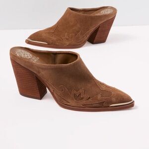 Vince Camuto Greta Western Clog in Reishi Brown Suede